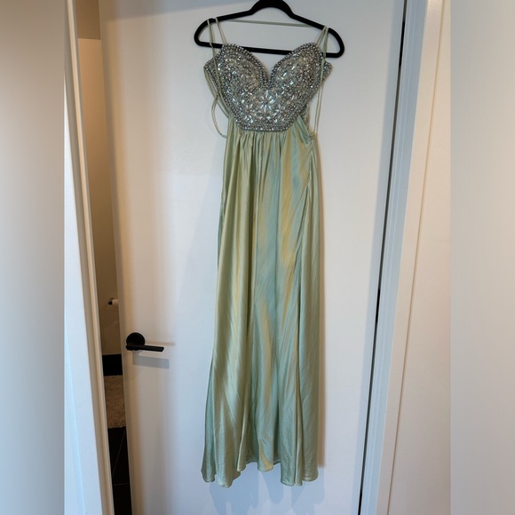 Mignon Crystal Mint Green Prom Dress - Picture 3 of 15
